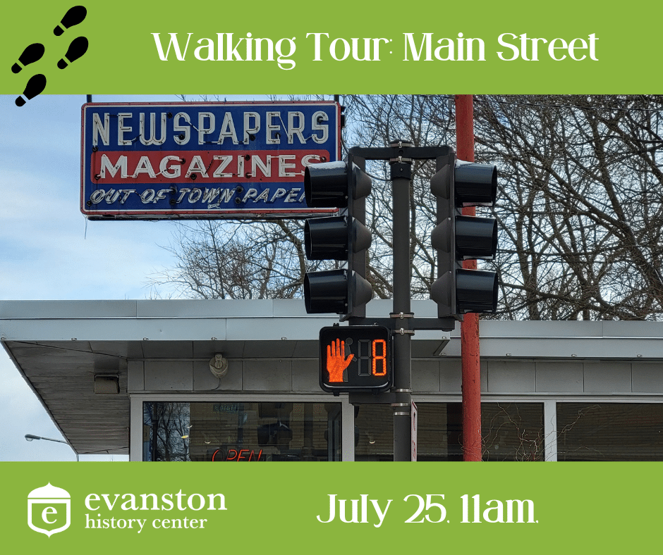 neon newstand sign, don't walk sign in foreground